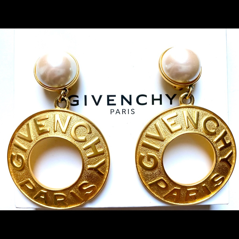 Vintage Givenchy pearl hoops